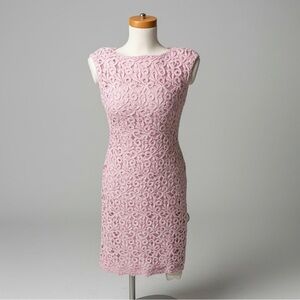 Lauren Ralph Lauren Blush Floral Lace Midi Dress Sz 2